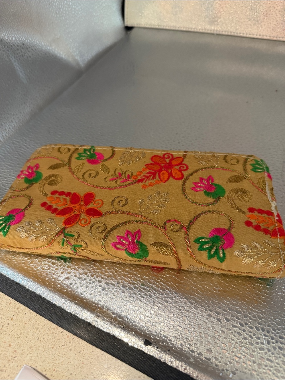 Gold Floral Embroidered Women’s Clutch Wallet/Clutch